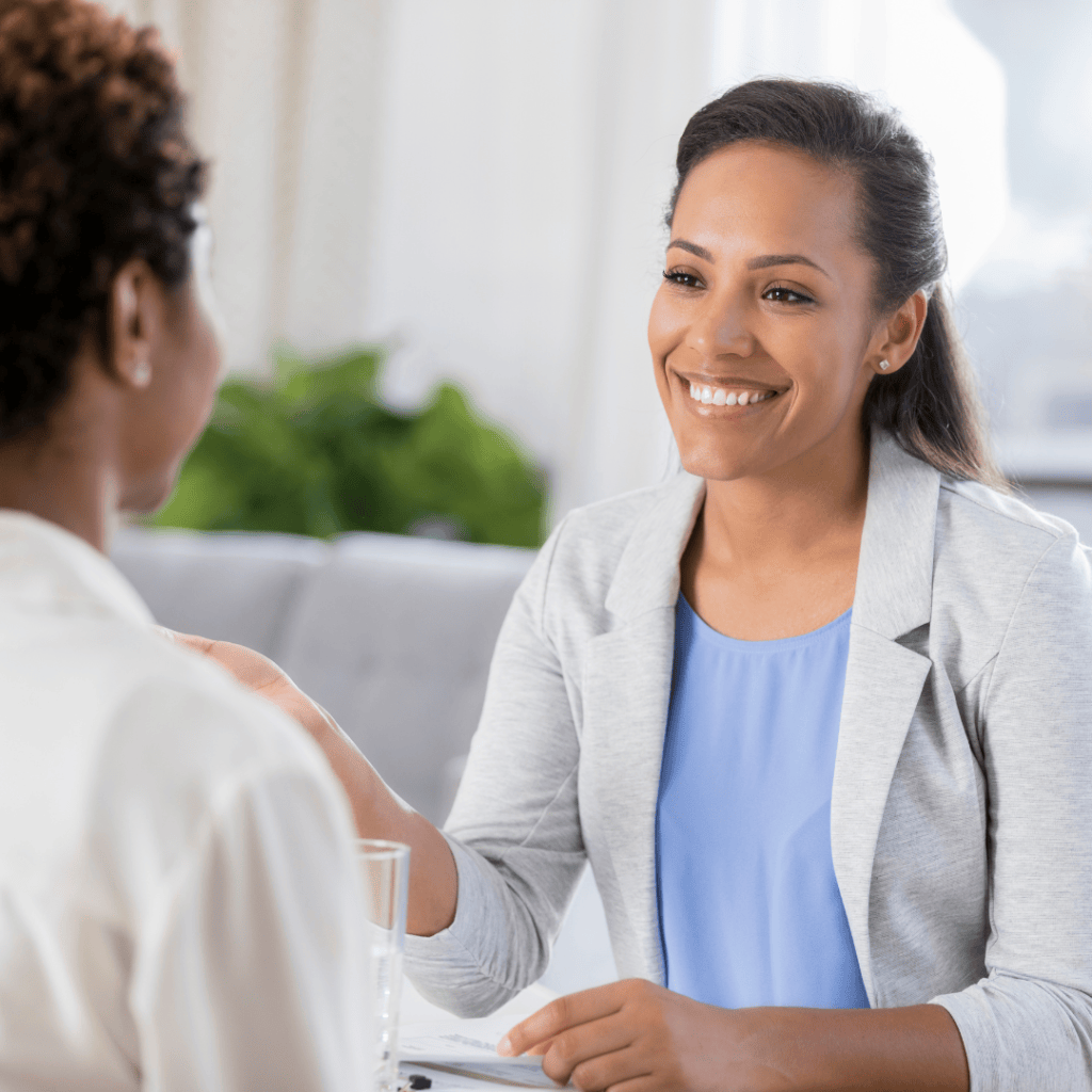 A person being listened to during a one-to-one consultation